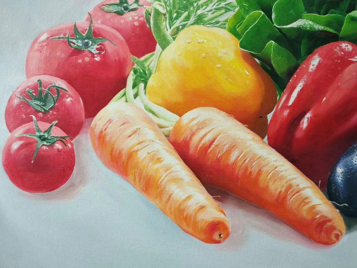 ArtistHoy's tweet photo. Oil painting "Vegetable Combination"
 [Title of painting] "Vegetable Combination"
【Author】Hoy
【painting specifications】90cm*60cm
【Nature of painting】Original oil painting on canvas
[Introduction to the painting]
Are you hungry? 😂 https://t.co/71VRcsO4j2