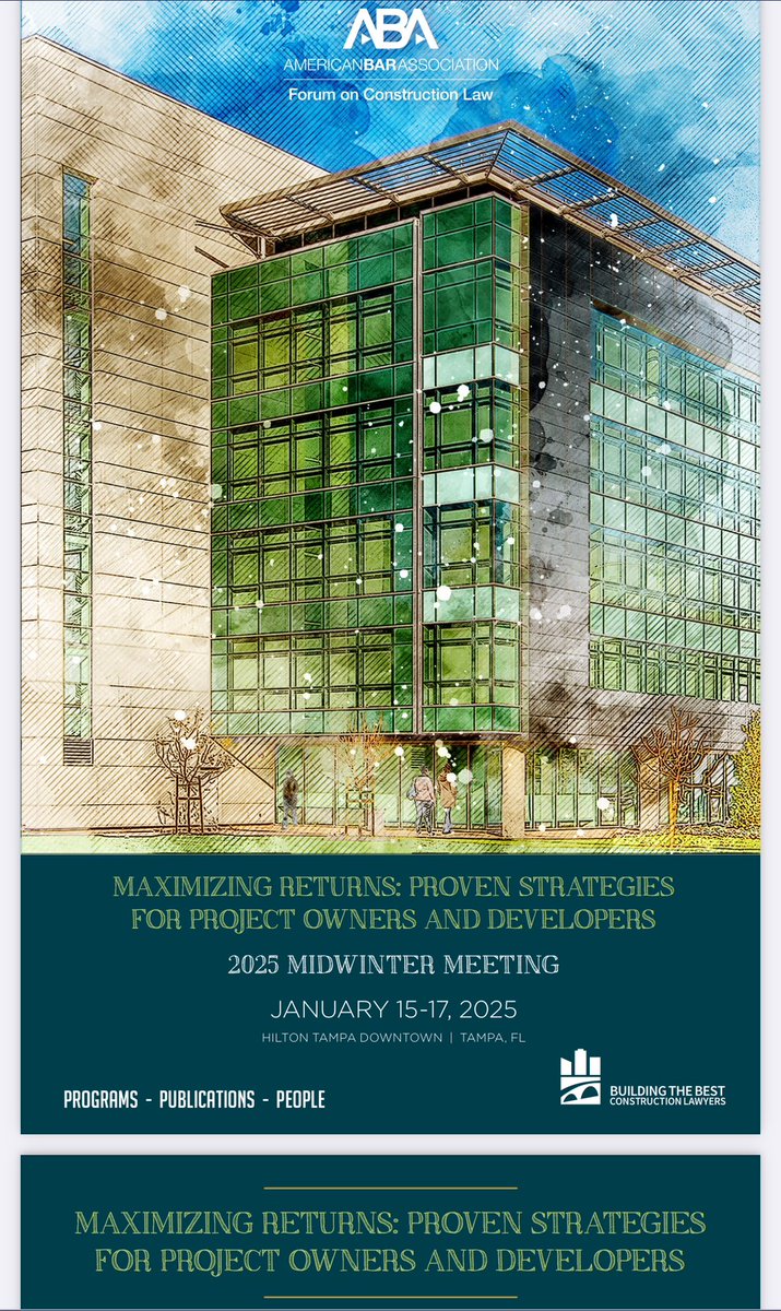 dutzy0126's tweet photo. If you’re in Tampa at the #ABAFCL Mid-Winter Meeting, be sure to catch Plenary 2 where my colleagues and I will be discussing the Owners Representative role on #Construction Projects!  See you at 10:30! https://t.co/DDiWQcSeV4