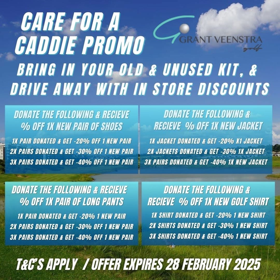 🥰 Cool incentives for a great cause at #EBOTSE 😎

💥 From now until the end of February bring in your old, used or unwanted golf clothing &amp; score a clothing discount in store

🎖The more you bring in the better the discount ⤵️

#GrantVeenstraGolf / #GolfShop / #Ebotse / #Benoni