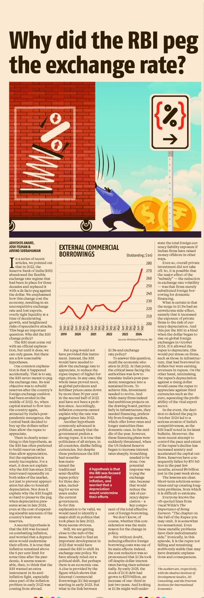 Pegs are easy to establish. But they are hard to exit, as the new RBI Governor has discovered. How did the central bank wind up in this predicament? Arvind Subramanian, Abhishek Anand, and I investigate.