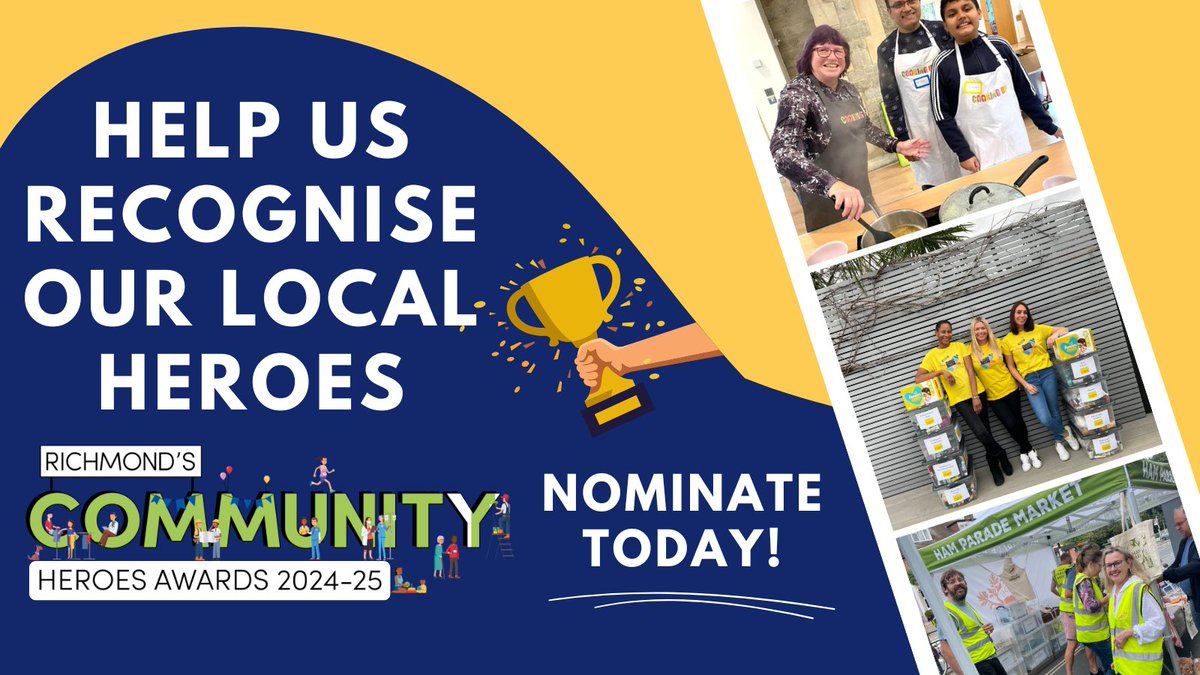 RichmondCVS (@rcvs_richmond) on Twitter photo 🏆 Nominate by 26 Feb 🏆
With the weekend ahead, maybe you'll have a pause & time to think about some amazing people you know in our borough...and nominate them for the <a href="/LBRUT/">Richmond Council</a> #CommunityHeroes Awards 2025!
10 categories for both people & projects
➡️bit.ly/3QxaKVs 🏆 Nominate by 26 Feb 🏆
With the weekend ahead, maybe you'll have a pause & time to think about some amazing people you know in our borough...and nominate them for the <a href="/LBRUT/">Richmond Council</a> #CommunityHeroes Awards 2025!
10 categories for both people & projects
➡️bit.ly/3QxaKVs