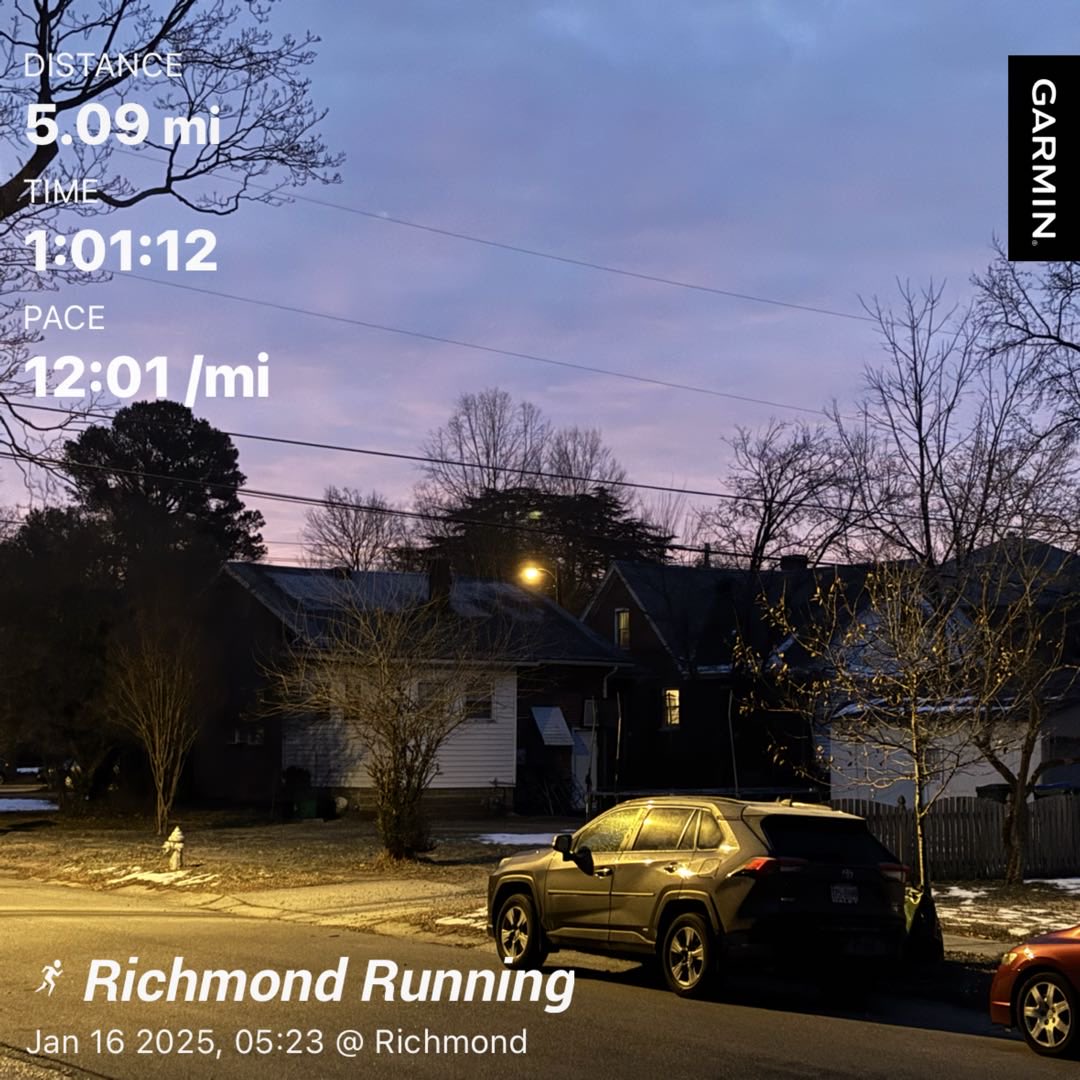 #beatyesterday #garmin #milesformike  Coldest morning so far this month. 16F at the start, 13F at the end. It was a little breezy also. Wanted to run 6 but the cold got to me this morning. Still have to walk the Dogs but I’ll warm up a little first 🥶.