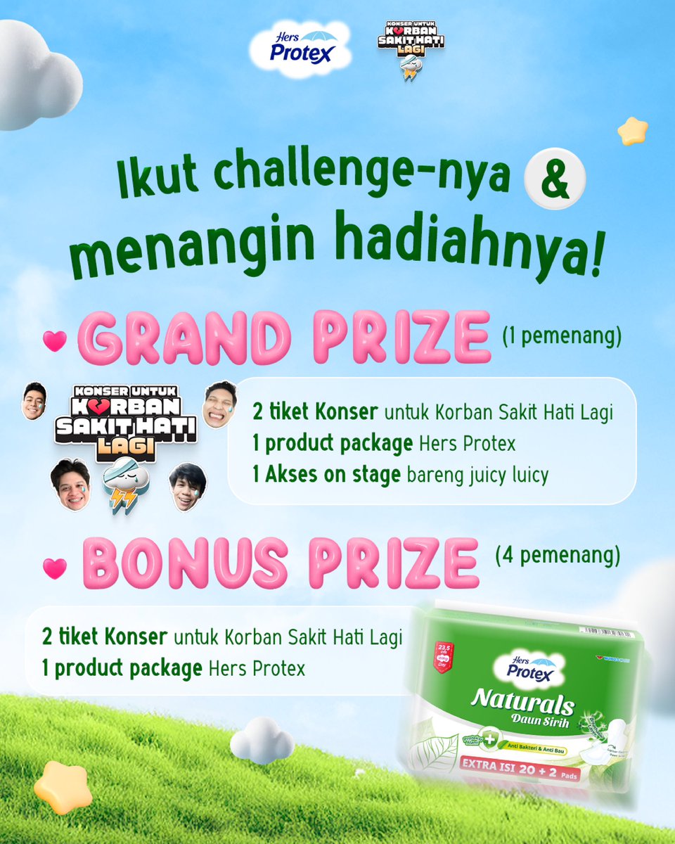 Hers Protex (@hersprotexid) on Twitter photo Bestie warga Medan merapat yukk! 🕺🥳
Siapa yang mau dinyanyiin langsung sama <a href="/juicyluicyband/">JUICY LUICY</a> di @konseruntukkorbansakithati Medan? Cuss langsung ikutan challenge dari MinSie & menangin kesempatannya di sini instagram.com/p/DE4vOPCTb5w/… 🙋🏻♀️✨
#AntiRisih #HersProtex #SenyamannyaKamu Bestie warga Medan merapat yukk! 🕺🥳
Siapa yang mau dinyanyiin langsung sama <a href="/juicyluicyband/">JUICY LUICY</a> di @konseruntukkorbansakithati Medan? Cuss langsung ikutan challenge dari MinSie & menangin kesempatannya di sini instagram.com/p/DE4vOPCTb5w/… 🙋🏻♀️✨
#AntiRisih #HersProtex #SenyamannyaKamu