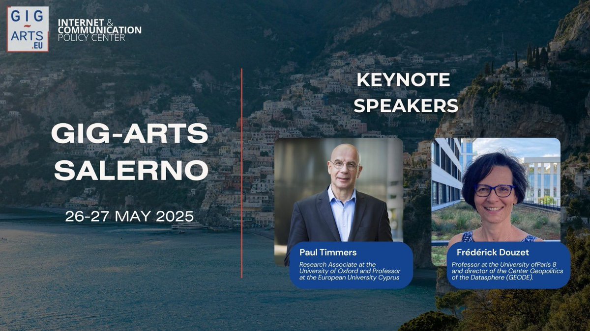 GigArtsEU (@gigartseu) on Twitter photo We are thrilled to announce the keynote speakers for the Ninth GIG-ARTS Conference Salerno 2025!
➡️ Frédérick Douzet & <a href="/PaulTimmers/">Paul Timmers</a>
Find out more about them here: gig-arts.eu/salerno-2025/k…
Important Reminder: The deadline to submit extended abstracts is 31 January 2025! We are thrilled to announce the keynote speakers for the Ninth GIG-ARTS Conference Salerno 2025!
➡️ Frédérick Douzet & <a href="/PaulTimmers/">Paul Timmers</a>
Find out more about them here: gig-arts.eu/salerno-2025/k…
Important Reminder: The deadline to submit extended abstracts is 31 January 2025!