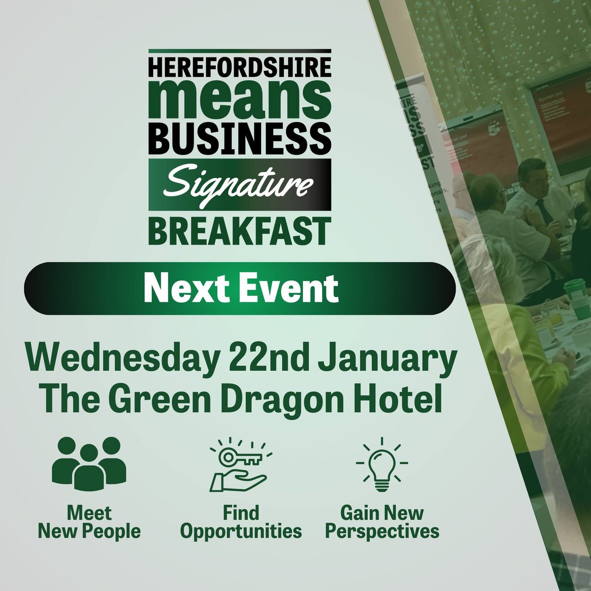 Meet New People 🧍‍♂️🧍‍♀️
Find Opportunites 🗝️
Gain New Perspectives 💡

The first #HMBiz Signature Breakfast of 2025 takes place NEXT WEDNESDAY at the Green Dragon Hotel in Hereford - We can't wait to see you there! 💚

Book Here -&gt; hmbiz.co.uk/signature-brea…

#hereford #herefordshire