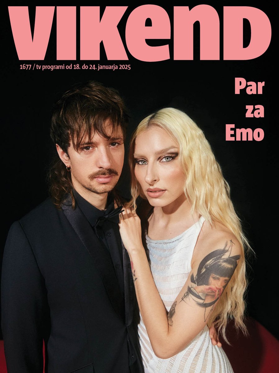 Vikend's tweet image. Jutri v Vikendu Raiven in Štras o tem, ali zmagovalca Eme čakajo pljunki, ali je letošnji izbor pošten, in o skupnem duetu. Pišemo še o mitih o Bobu Dylanu in o letošnjih grozljivkah. #Vikend #Ema2025 #Film #Glasba