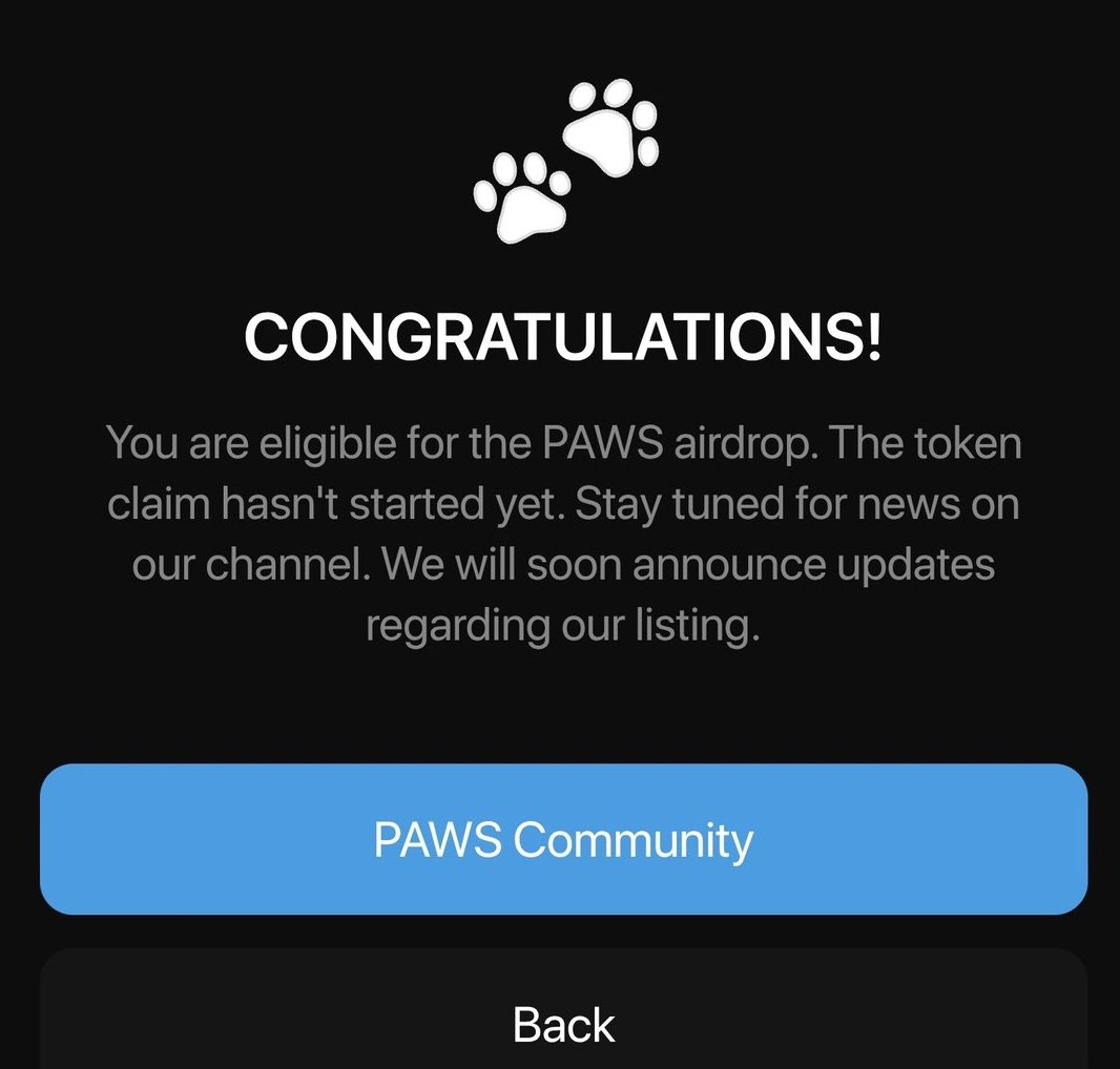 If you are eligible for $PAWS #Airdrop ✅ Congratulations you are going to get a huge Reward 💰💰

Let us plan something more for you, drop your invite link in the comments below to get some extra $wPAWS 🔥

Only for first 25,000 users 💰💰
