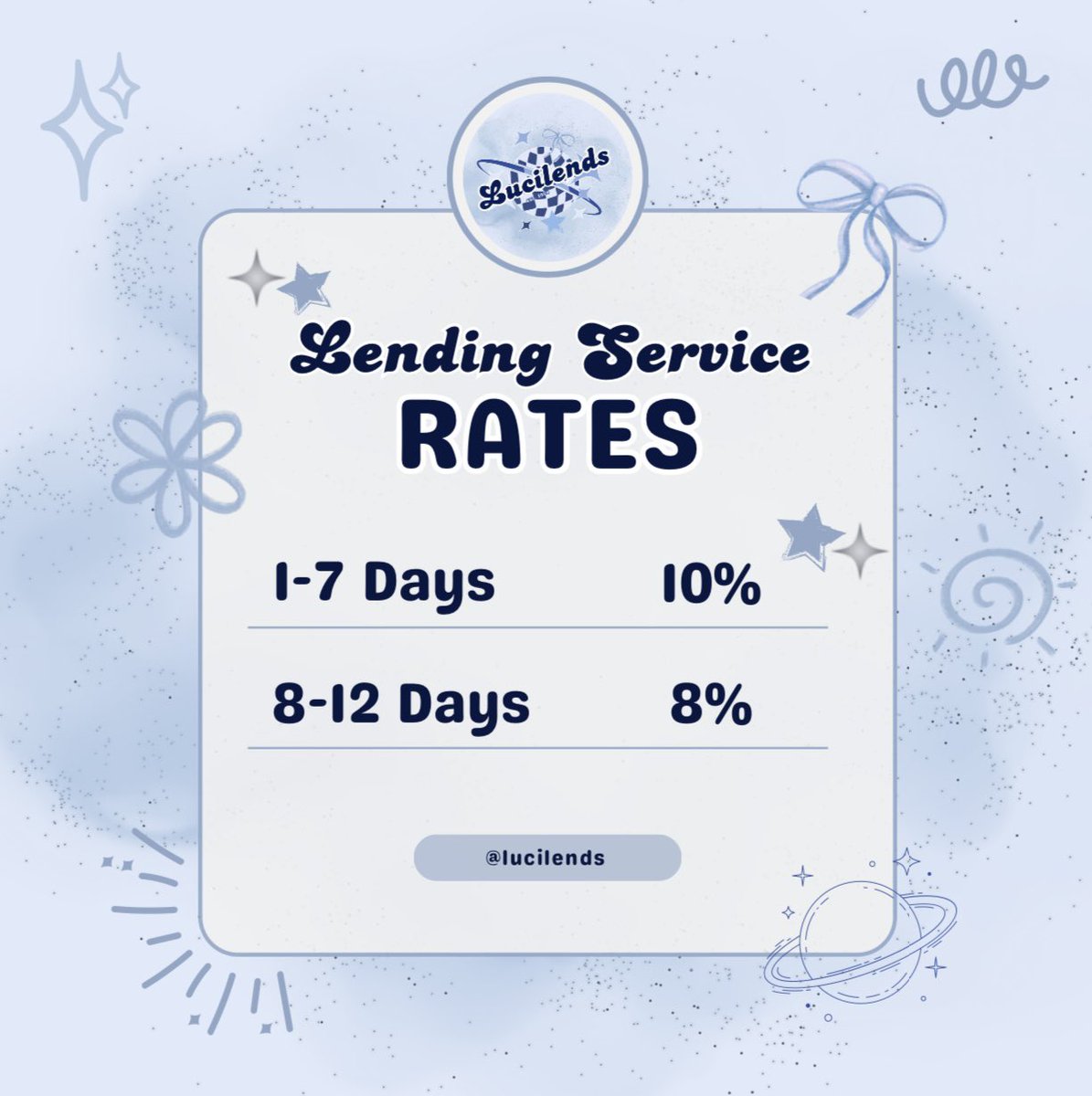 lucilends's tweet photo. pautang service by lucilends: open ⋆⏦ﾟ♡︎

꩜ new clients: ₱500 max, 5 days dop
꩜ old/trusted clients: ₱3000 max, 1-12 days

rate is per day. read pinned post first.

no reply = pass

t. pautang lending service utang ph https://t.co/OsbVYGrIFZ