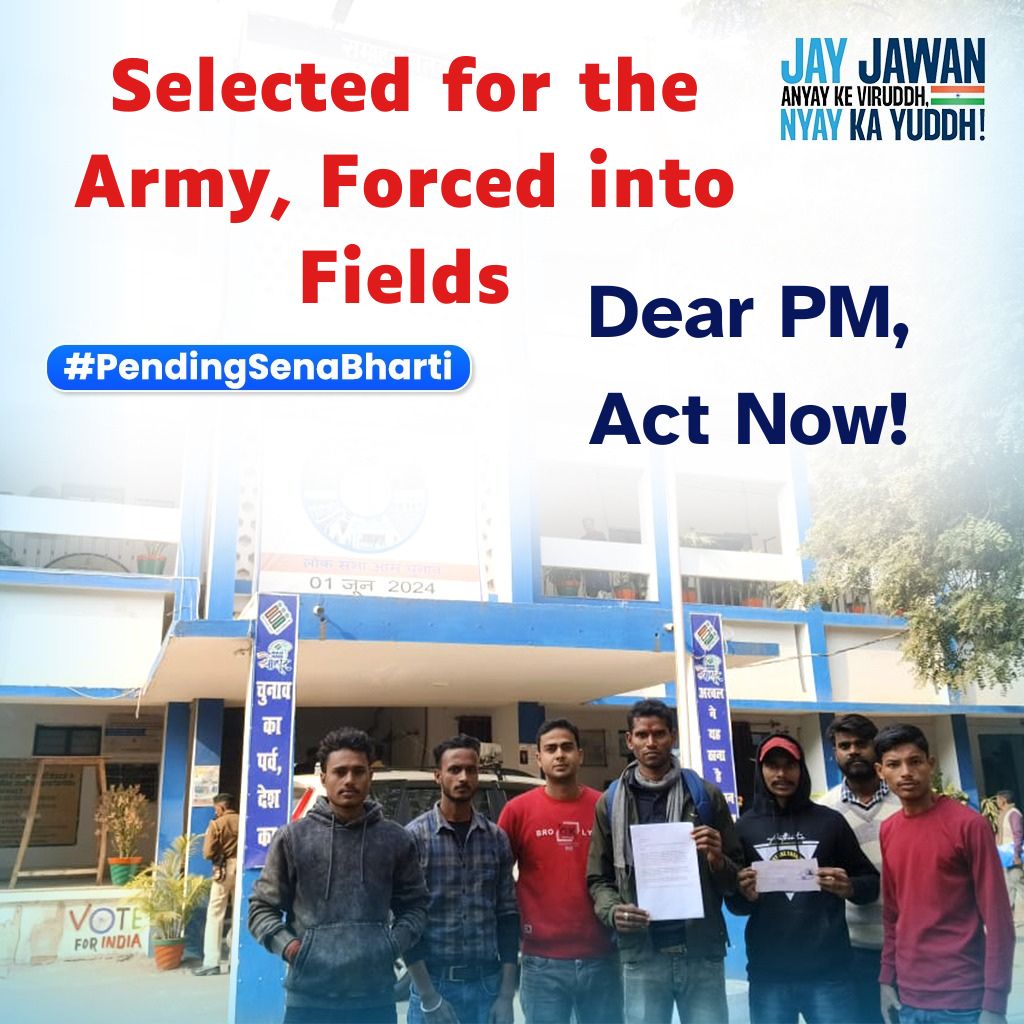 iMurariKumar's tweet photo. 1.5 Lakh Candidates Still Waiting for Jobs!
The dream to serve the nation is fading for 1.5 lakh recruits. When will @narendramodi deliver on his promises?
#PendingSenaBharti https://t.co/ots4wL50fX