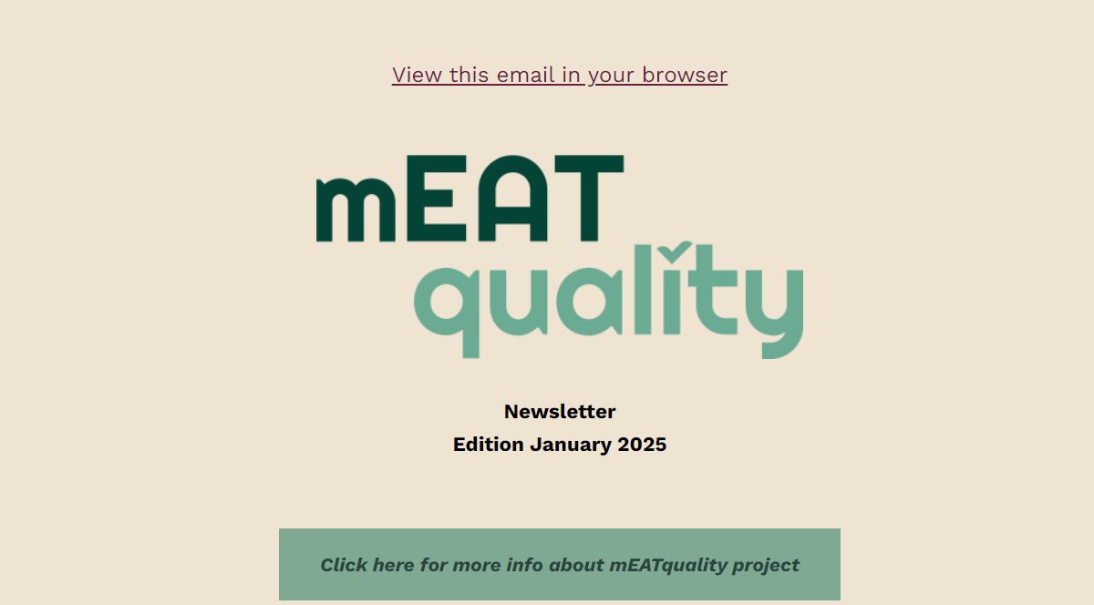 Our Newsletter is out! Discover insights on pig &amp; poultry farming, meat quality, and consumer preferences: meatquality.eu/media/ 
 <a href="/WUR/">Wageningen U&R</a> @up_poznan <a href="/crpasocial/">CRPA</a> <a href="/AarhusUni_int/">Aarhus University</a>   <a href="/Ecovalia/">Ecovalia</a> <a href="/EU_H2020/">Horizon 2020</a> <a href="/Naturland_eV/">Naturland e.V.</a> <a href="/usal/">Universidad de Salamanca</a> <a href="/Saar_Uni/">Universität Saarland</a> <a href="/Marel_news/">Marel</a> <a href="/unirostock/">Universität Rostock</a> <a href="/MAPPCentre/">MAPP Centre</a> <a href="/VeterinariaUCO/">Facultad de Veterinaria UCO</a>
