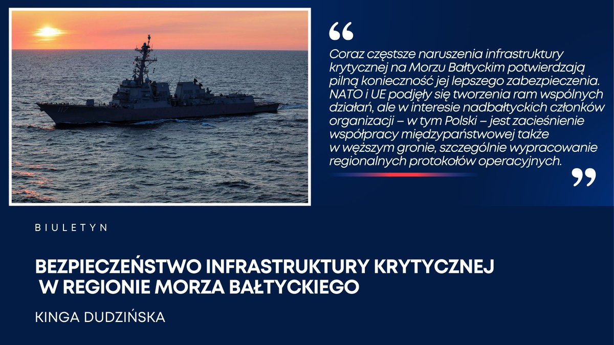 Liczne przypadki uszkodzeń IK na Bałtyku wskazują na jej wysoką podatność na ataki. Choć inicjatywy Unii i Sojuszu są pozytywne, w praktyce są czasochłonne i w przypadku RMB obecnie niewystarczające, tym bardziej jeśli celem jest dalsze wzmacnianie bezpieczeństwa i zachowanie