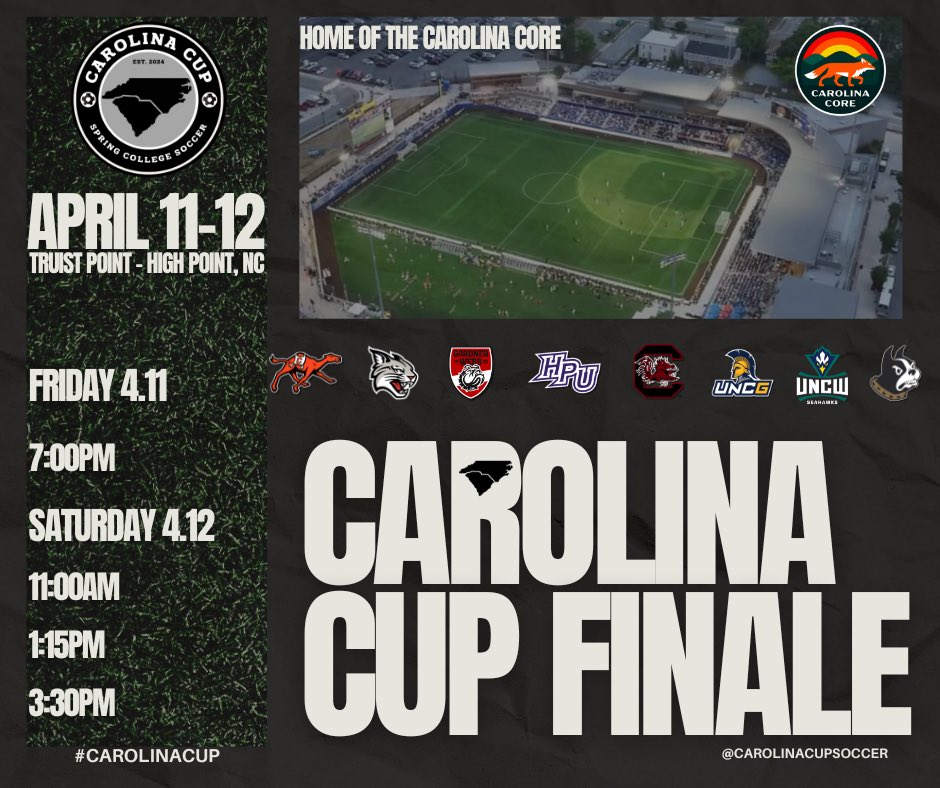 Carolina Core FC and Truist Point Stadium are set to host the Carolina Cup Finale. All 8 teams in 1 stadium. Details including tickets, broadcasts and more are coming soon! #CarolinaCup