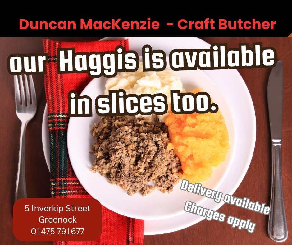 MacKenzieBtchr's tweet photo. Don't forget to order that Haggis for  #burnsnight . Available in slices for smaller appetites. @MacKenzieBtchr

#Butchers #Greenock #Inverclyde #ScotFoodandDrink #ChooseLocal https://t.co/2yGph7sOq7