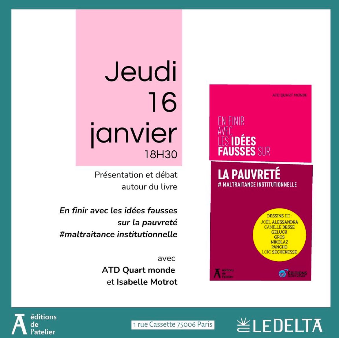 ATD Quart Monde France (@atdqm) on Twitter photo 🗓️Rendez-vous ce soir à 18h30 pour un première événement de présentation de la nouvelle édition des #IdéesFausses. 
En présence de l’autrice <a href="/Isabellemotrot/">Isabelle Motrot</a> 
📍1 rue Cassette, Paris 6 🗓️Rendez-vous ce soir à 18h30 pour un première événement de présentation de la nouvelle édition des #IdéesFausses. 
En présence de l’autrice <a href="/Isabellemotrot/">Isabelle Motrot</a> 
📍1 rue Cassette, Paris 6