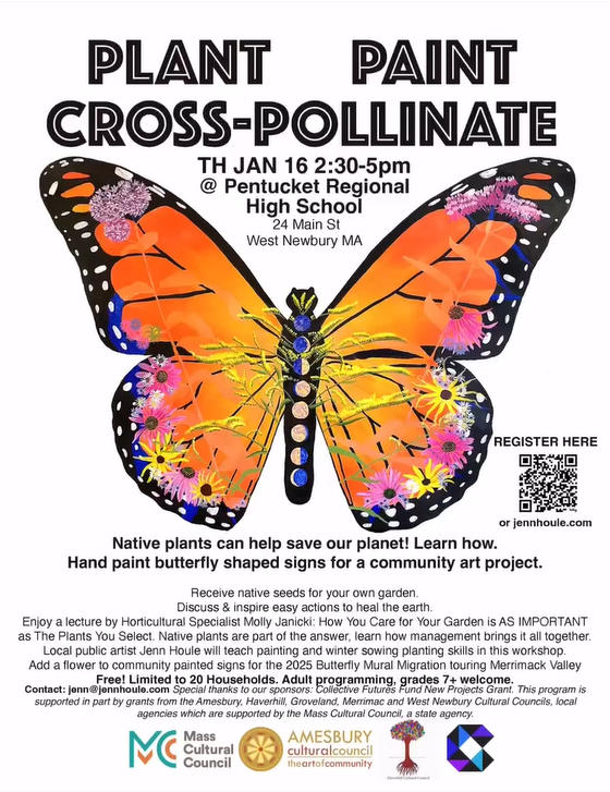 You still have a chance to grab a spot at the Plant &amp; Paint workshop at the PRMHS TODAY at 2:30p, with guest Molly Janicki, to learn how to maintain your native plant garden.

TODAY, 1/16 (2:30pm-5pm)
Pentucket MHS, 24 Main St, W. Newbury

Register NOW at pentucketarts.org!