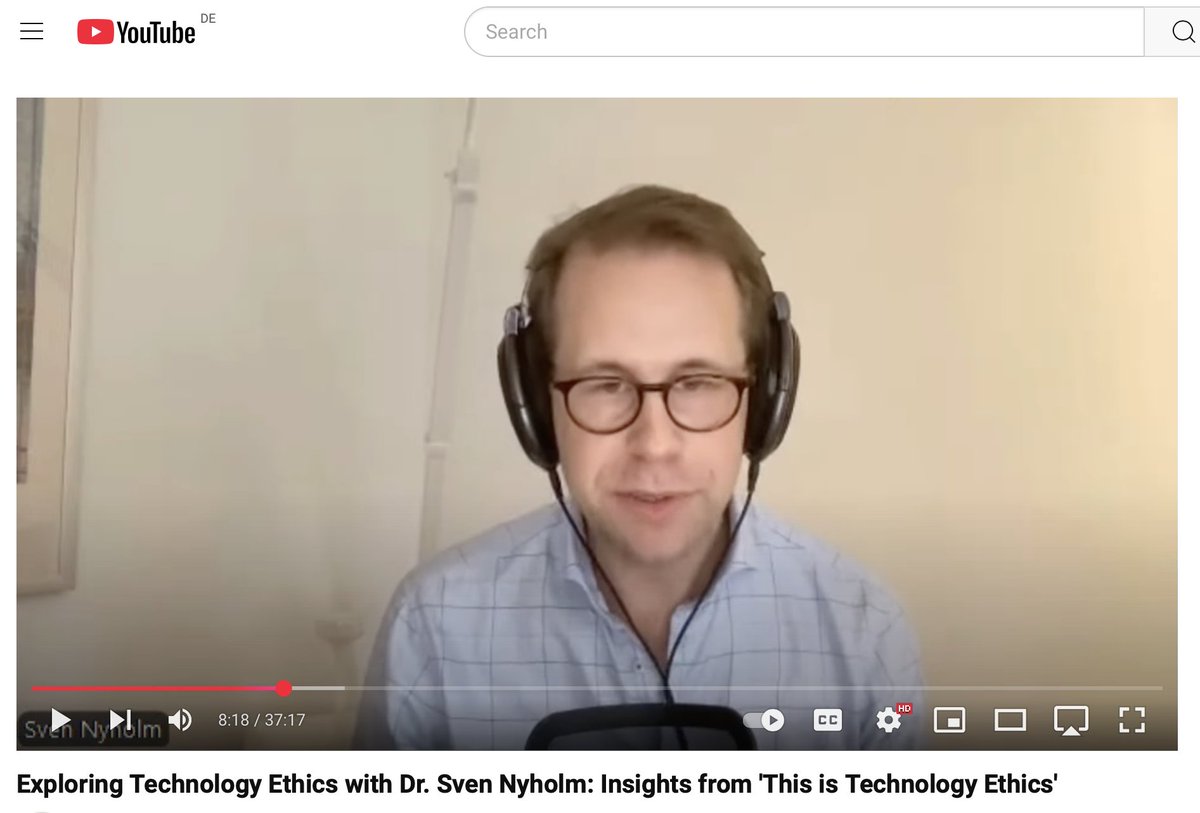 New podcast interview with me: "Exploring Technology Ethics with Dr. Sven Nyholm: Insights from 'This is Technology Ethics'", on Business Talk, hosted by Deepak Bhatt (<a href="/hellomrbhatt/">Deepak Bhatt</a>). 
youtu.be/5uDR0nor-yk?si… #aiethics <a href="/MunichCenterML/">Munich Center for Machine Learning</a> <a href="/LMUPhilosophy/">LMU Philosophy</a>