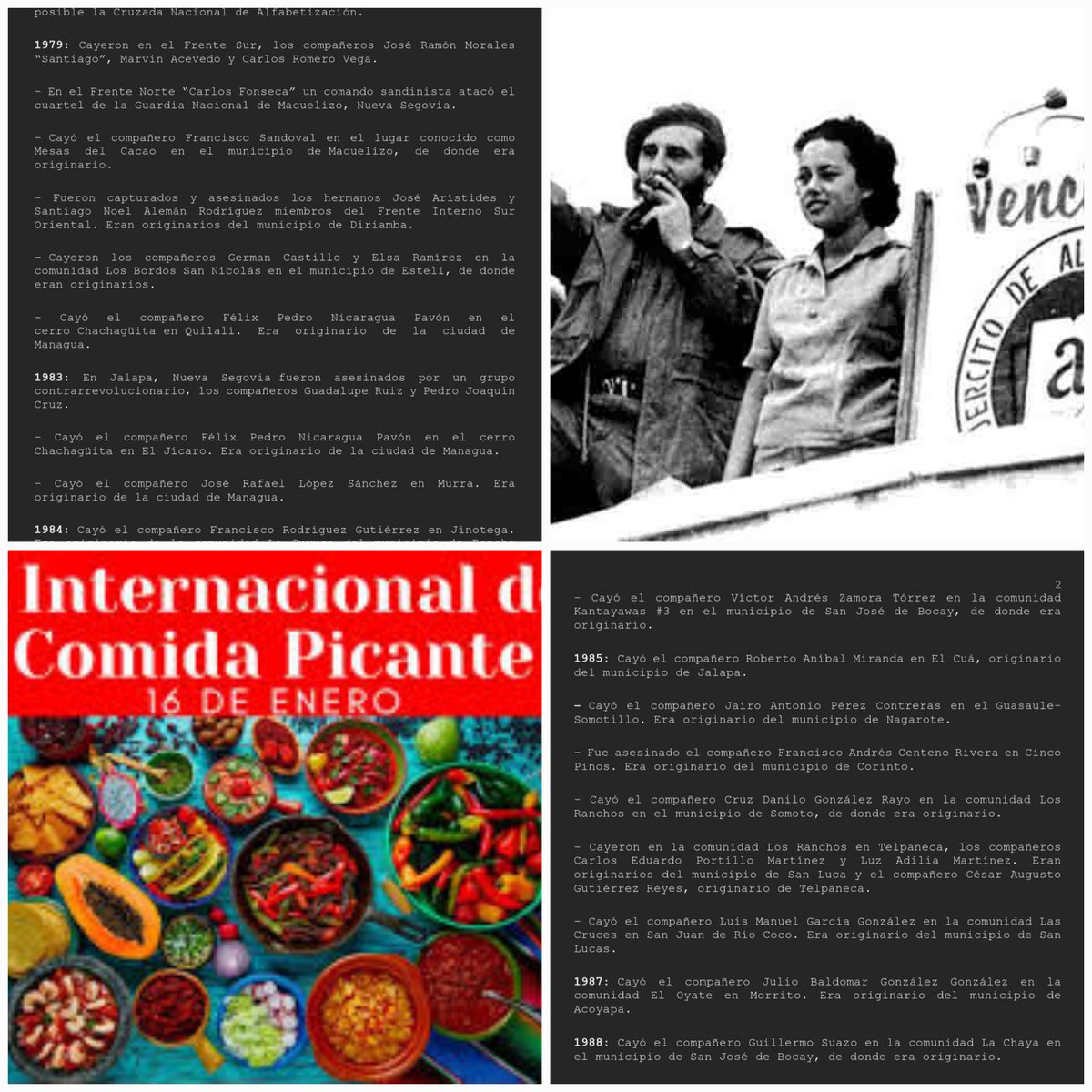 💥Efemérides 

🗓16 Enero Recordamos a nuestros caídos desde 1979 hasta en año 1988, en defensa de la Revolución.

1961: En Cuba se constituyó la Comisión Nacional de Alfabetización.

<a href="/Atego16/">@🅰🆃🅴🅶🅾 🇳🇮</a>
<a href="/noelia_arauz/">𝙼𝚊𝚛í𝚊 𝙽𝚘𝚎𝚕𝚒𝚊 𝙰𝚛á𝚞𝚣🇳🇮</a>
<a href="/y_el_sol/">María Alfonsina 🇳🇮</a>

#UnidosEnVictorias #Nicaragua