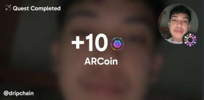 Jepribsct's tweet photo. I just earned 10 ARCoin for completing a Quest at @dripchain https://t.co/0y81gU8jXH