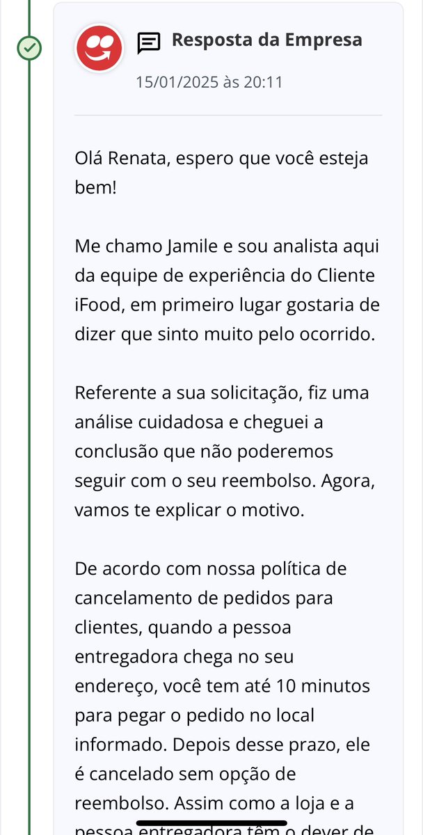 RenataSMonteiro's tweet photo. @iFood Que péssima experiência com o cliente!
Essa resposta padrão é horrível e essa política de cancelamento que somos “obrigados” a entubar.
Mas vou entrar com uma ação indenizatória, podem aguardar.
Vou receber muito mais do que os R$30,00 que perdi! https://t.co/Lb8eIjZ56D