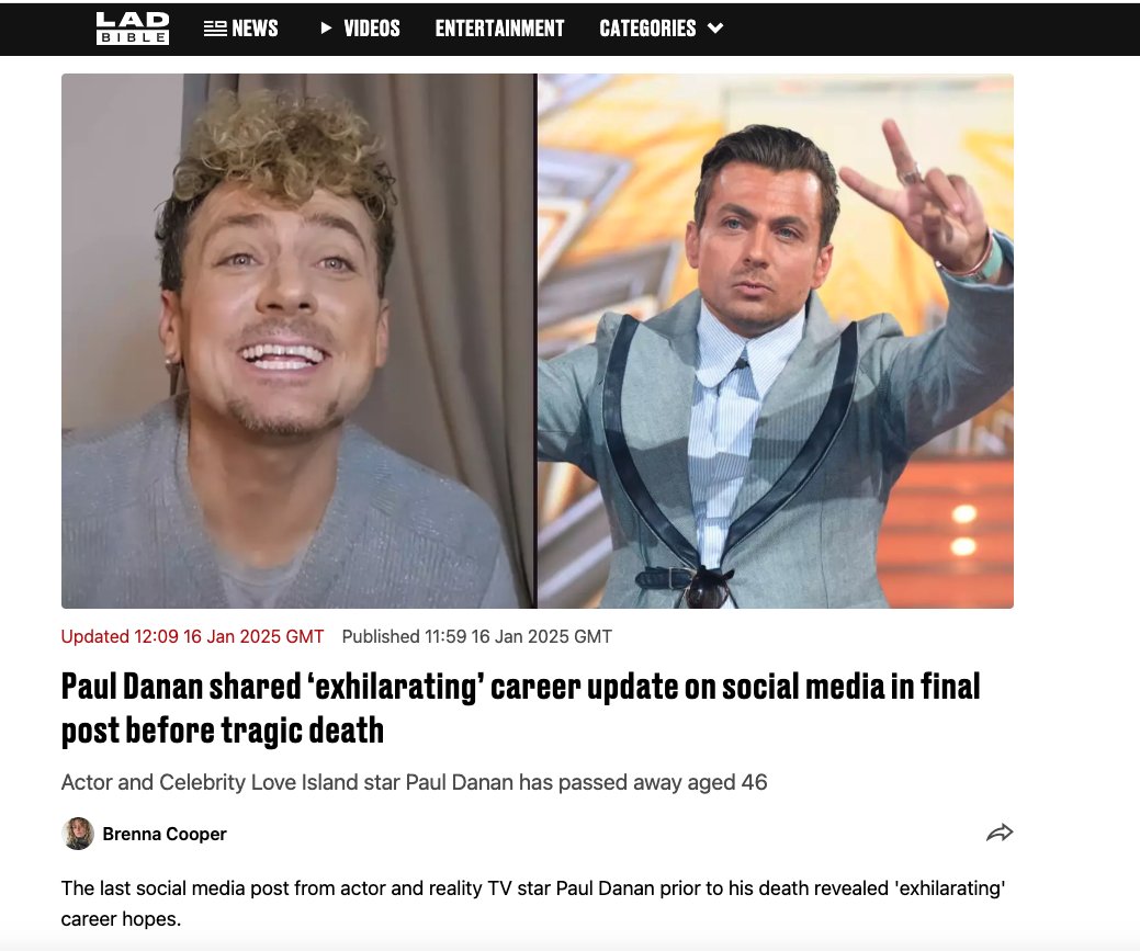 OMFG I can't believe this, I watched that Twelfth Night rendition by Paul Danan, this is devastating, I nearly had him headline for my last event 😢 so talented and so badly abused by the industry he loved