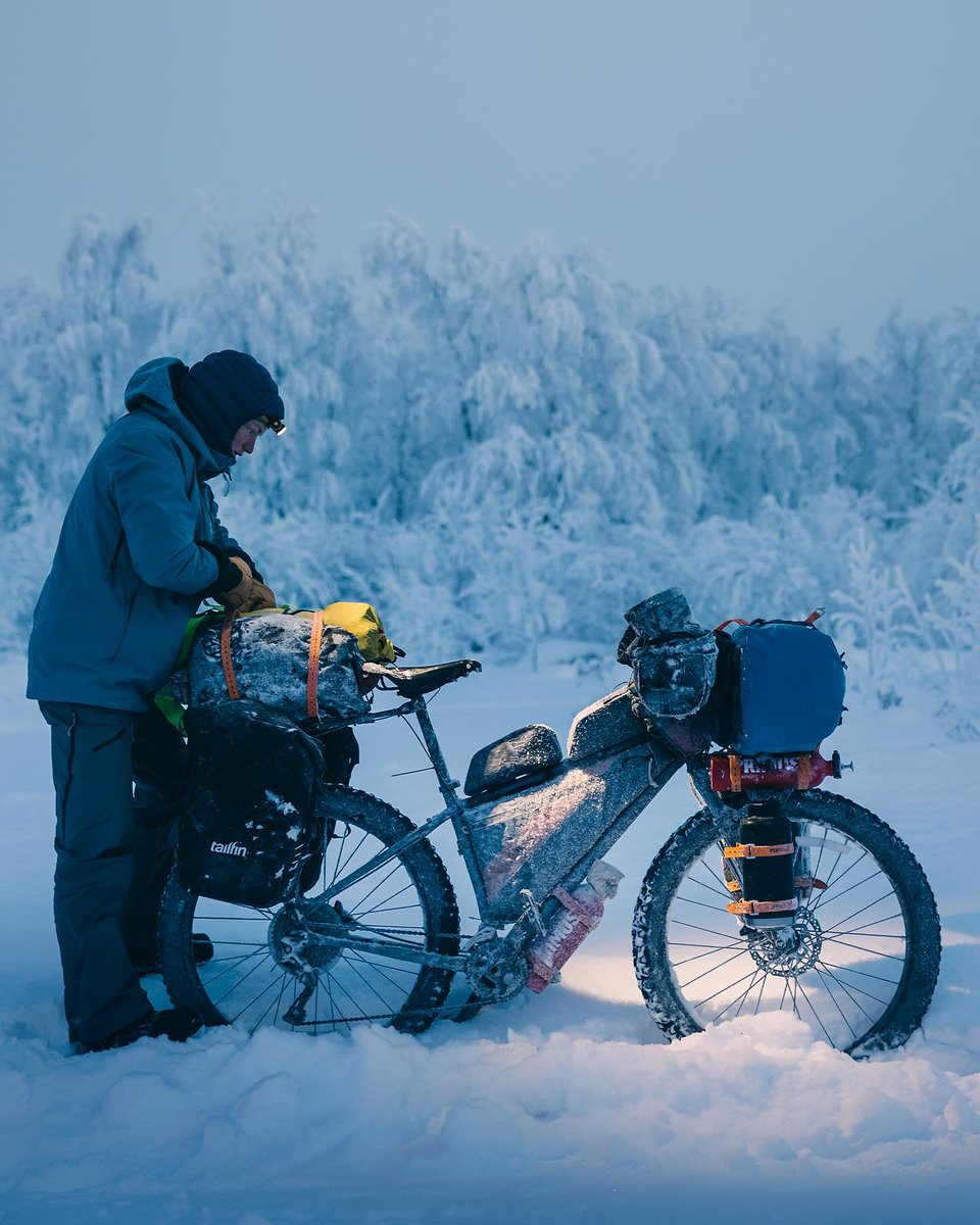 TerraVeloBikeCo's tweet photo. "The same routine every morning: breakfast and repacking all the gear on the bike in -20ยบC"
Bikepacking journals: ๐ธ @joffreymaluski
#RideRelentless #TerraVeloBikeCo #bikepacking #bicycletouring #worldbicycling #worldbybike #bikewander #gravel #bikepackinglife #bicicleta https://t.co/Ls3SWPWT1G