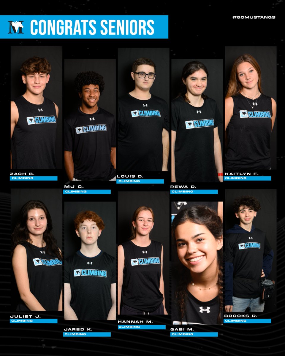 SENIOR DAY -- COED VARSITY CLIMBING

Celebrating our 10 Seniors today at their meet vs. Georgetown Day School -- 4:15 PM @ SportRock Rio (9811 Washingtonian Blvd, Gaithersburg, MD 20878).

Go Mustangs! #McLeanSchool