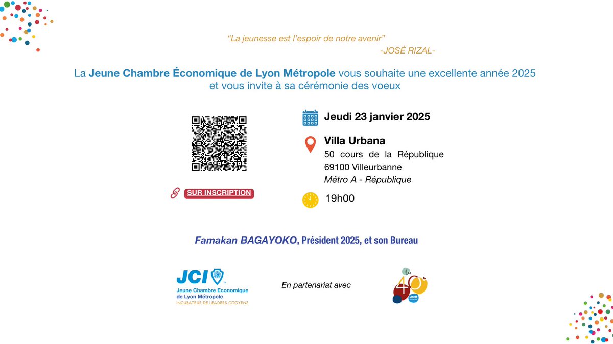 🎟️ [INVITATION] 🎟️ 

👊 Tu as entre 18 et 40 ans, et tu veux agir positivement pour ton territoire tout en te formant et en te connectant à un réseau de bénévoles engagés ?!

=> Viens nous rencontrer le 23/01 ! 

👉 Inscriptions : helloasso.com/associations/j…

#lyon #jcef #engagement