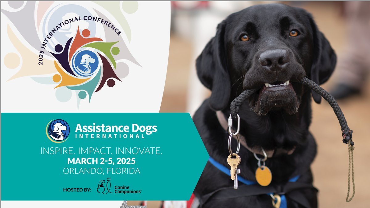 adiintl's tweet photo. Countdown to #ADITogether 2025! Just over 6 weeks to go until we gather in Orlando to "Inspire. Impact. Innovate." This conference will be packed with ground-breaking talks, workshops, and the latest insights in assistance dog training and care. #lifechangers #assistancedogs https://t.co/8wzHlg5D3v
