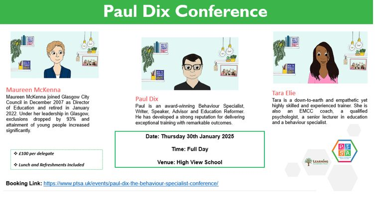 Paul Dix The Behaviour Specialist is coming to Plymouth! - Places are now limited so don't miss out!
Book here: ptsa.uk/events/paul-di…