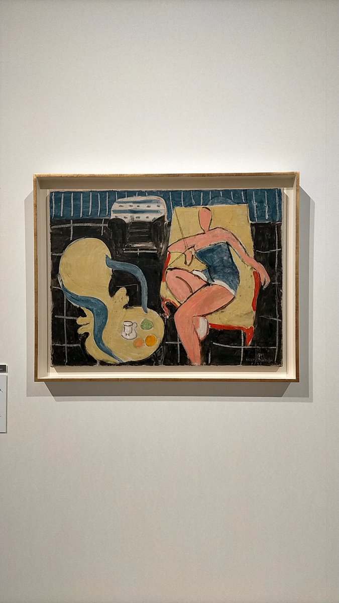 #毛利悠子 作品は有機的で常設作品と噛み合い、一息つける。#人を描く はルオー、マティス、マネが光る。各章解説は自画像、画家とモデルが特に響く。#マティスのアトリエ は好企画。新所蔵の #黒い椅子 を軸に、身体不自由になったマティスの具体的な制作態勢、工夫がよくわかる作品群と解説でした。