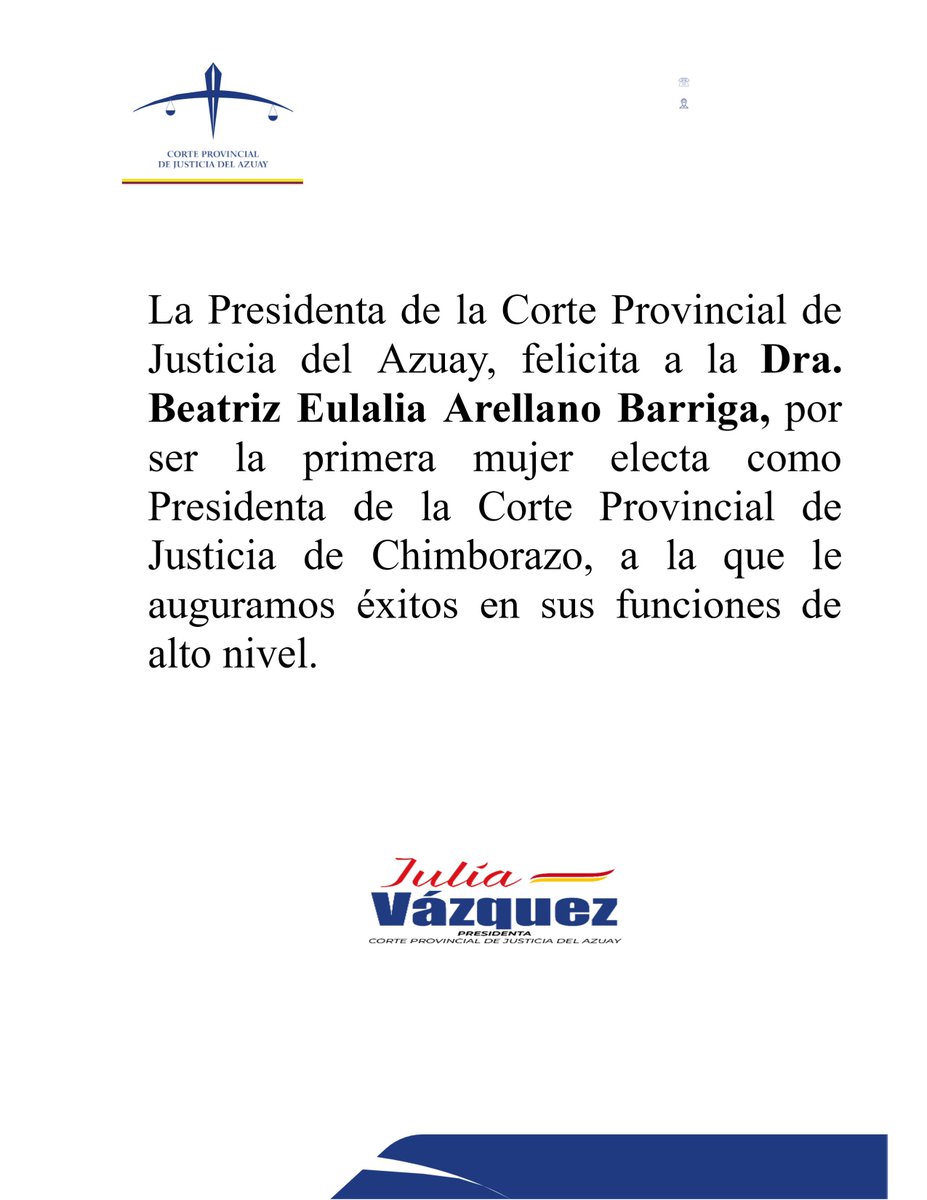 #Comunicado <a href="/CorteChimborazo/">Corte Provincial de Justicia de Chimborazo</a>