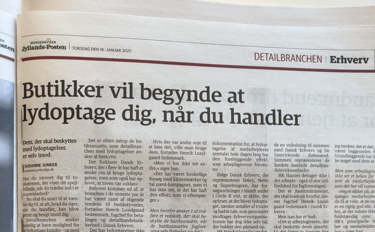 Det er vildt paradoksalt for mig, at man i dag 2. behandler forslag fra Justitsministeriet om at tillade lydovervågning i butikker bl.a. for at beskytte medarbejderne fra chikane og trusler - alt imens man i Beskæftigelsesministeriet nu vil sætte 13-14-årige bag kassen #dkpol
