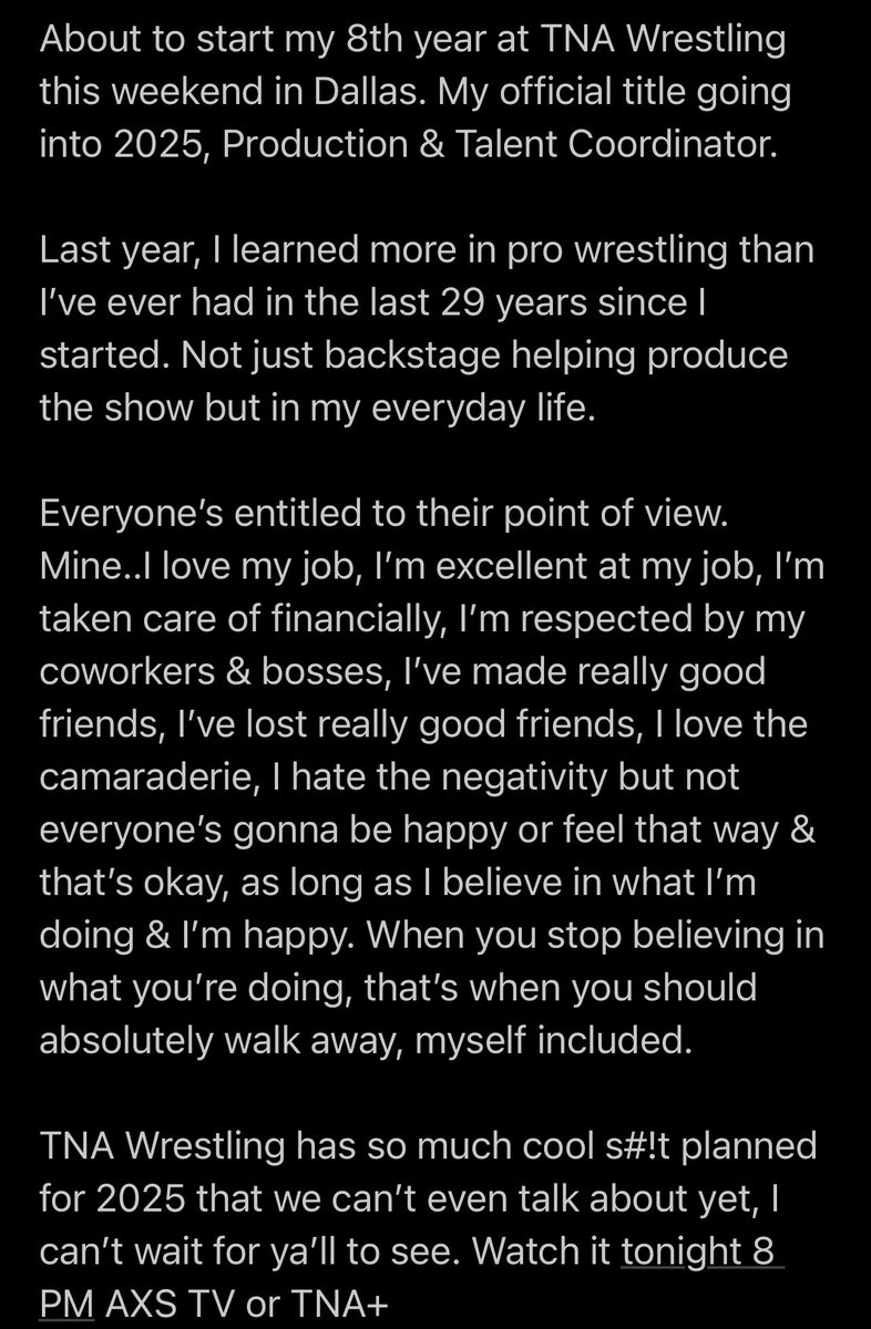 JohnEBravo1st's tweet photo. Starting my 8th yr @ThisIsTNA this weekend. My position going into 2025 my thoughts on the last year Watch tonight 8 PM @AXSTV or @TNAPlusApp https://t.co/nKNj8CflO7