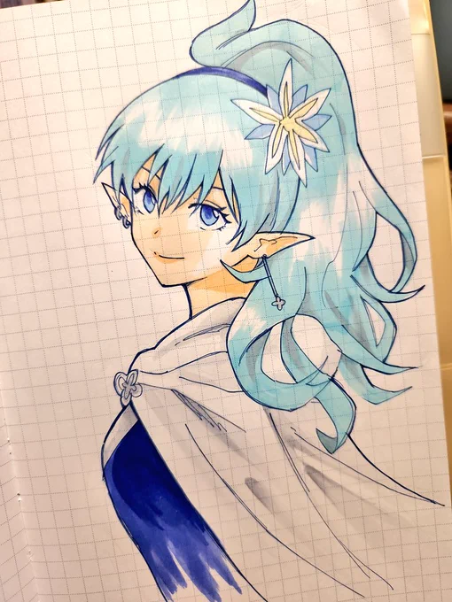 kassoさん()のエルフちゃん可愛かったので勝手に描きました!