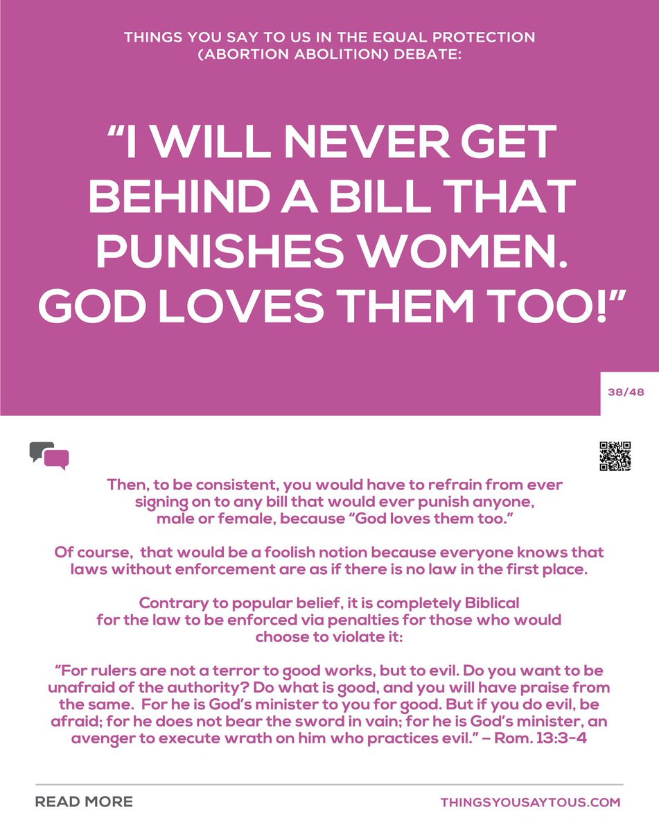 As I started my journey to becoming an abolitionist, I’ve caught myself struggling on how to counteract the arguments from the left and even the pro-life movement when they directly oppose equal protection legislation.

These arguments here have been extremely helpful and I’d