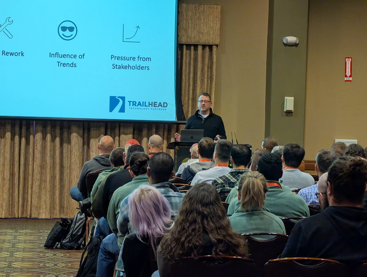 mcbeev's tweet photo. @JTowerMI absolutely crushing it at @codemash. Standing room only. Way to go J. #software #dev #codemash2025 https://t.co/E6drOPjhUV