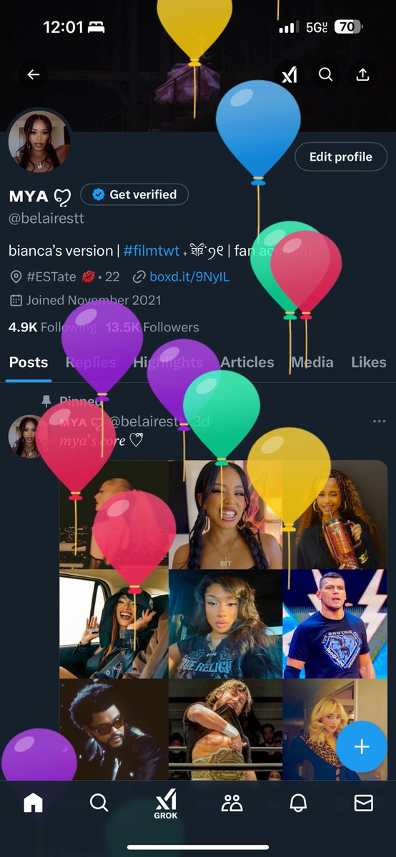belairestt's tweet photo. balloons on my page!!! it’s a real bitch birthday 😛 https://t.co/nmhm3sxLNJ