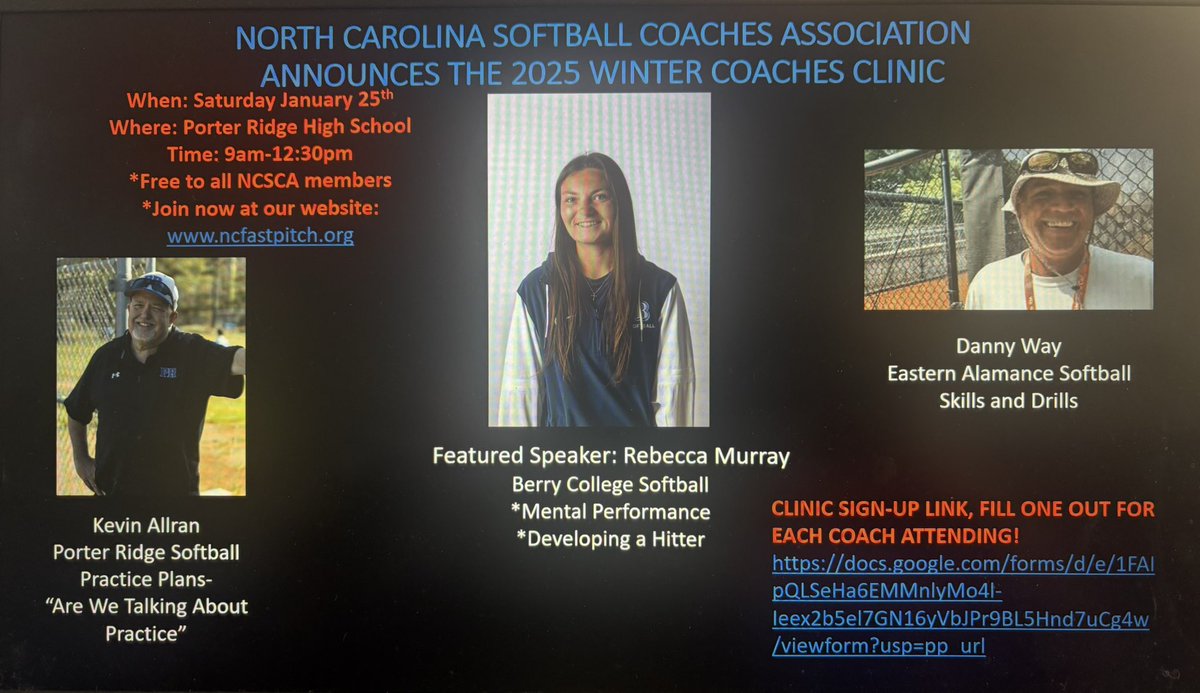 Coaches! Have you signed up? Even if you are a current member, please click the registration link below so we know you are coming. 
We look forward to seeing you all next weekend! 

docs.google.com/forms/d/e/1FAI…