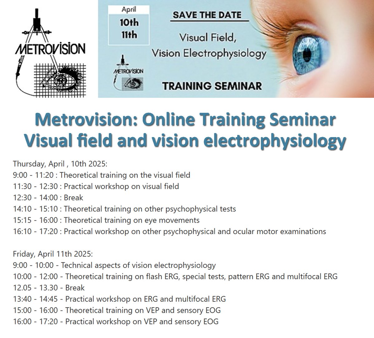 ISCEV (@iscev_org) on Twitter photo Don't miss <a href="/metrovision_com/">metrovision</a> 's free webinars on visual electrodiagnostics:
• English session: attendee.gotowebinar.com/register/58396…
• French session: - Séminaire en ligne, jeudi 20 & vendredi 21 mars 2025: ttps://attendee.gotowebinar.com/register/8643810006770907222?source=Lien+Metrovision Don't miss <a href="/metrovision_com/">metrovision</a> 's free webinars on visual electrodiagnostics:
• English session: attendee.gotowebinar.com/register/58396…
• French session: - Séminaire en ligne, jeudi 20 & vendredi 21 mars 2025: ttps://attendee.gotowebinar.com/register/8643810006770907222?source=Lien+Metrovision
