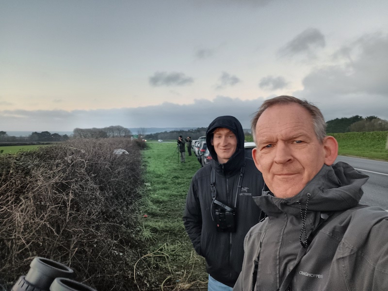 JohnGale8's tweet photo. Fun morning out with James looking for the Booted Eagle north of Marazion in Cornwall....fabuolus views! Good to catch up with @RunnelStone https://t.co/7PZgZCS7pe
