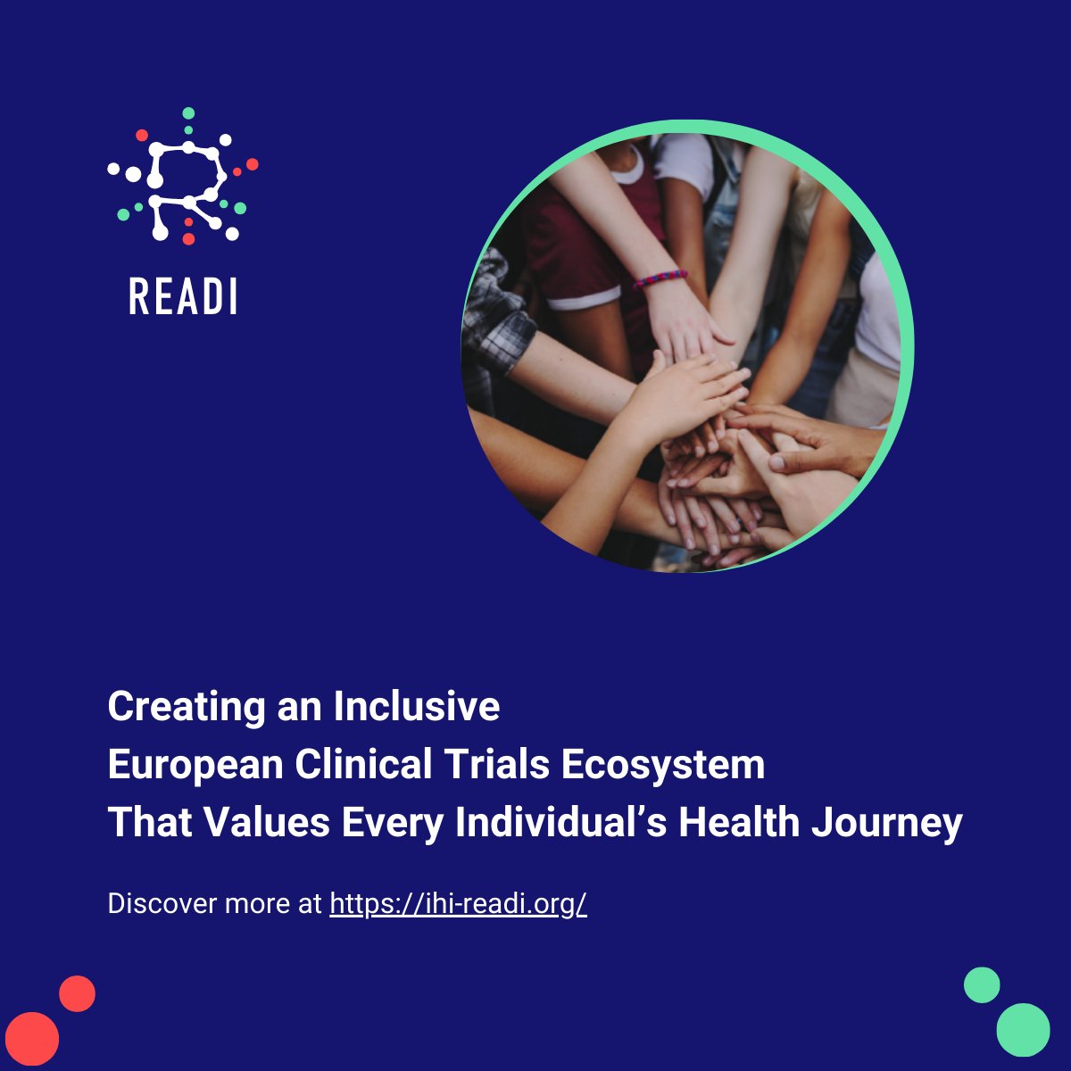 IPPOSI's tweet image. We are delighted to lead two major tasks as part of the new 6-year @IHIREADI project, kicking off today in Madrid. The aim is to enhance patient representativeness & inclusion in Clinical Research - 72 partners from 18 countries, €66.8M funding
ihi-readi.org
