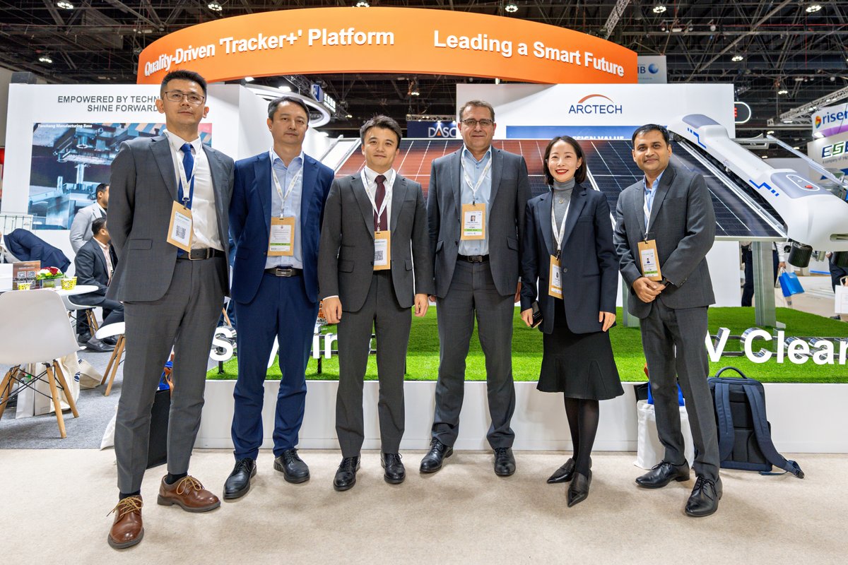 ArctechSolar's tweet photo. #ArctechExhibition The hustling 3-day journey for #Arctect to the #WFES2025 has concluded with great success! This year, apart from its #1P solar tracker #SkyLineII, Arctech brought Intelligent PV #CleaningRobot #StarShineI. Stay tuned for more details!
#ArctechMEA #solartrackers https://t.co/mRhoChB4rK