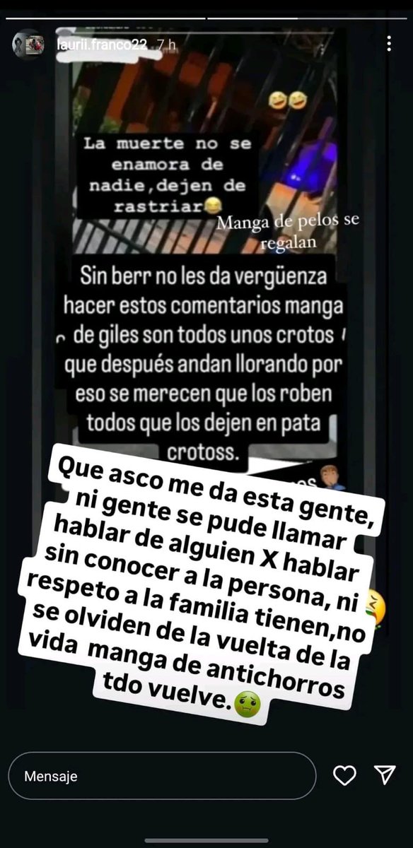 Vieron que hoy un policía de CABA mató a 2 chorros?
Bueno un familiar tiró una historia que dice “manga de antichorros todo vuelve”. 
Vieron que al problema hay que eliminarlo de raíz? Está todo roto