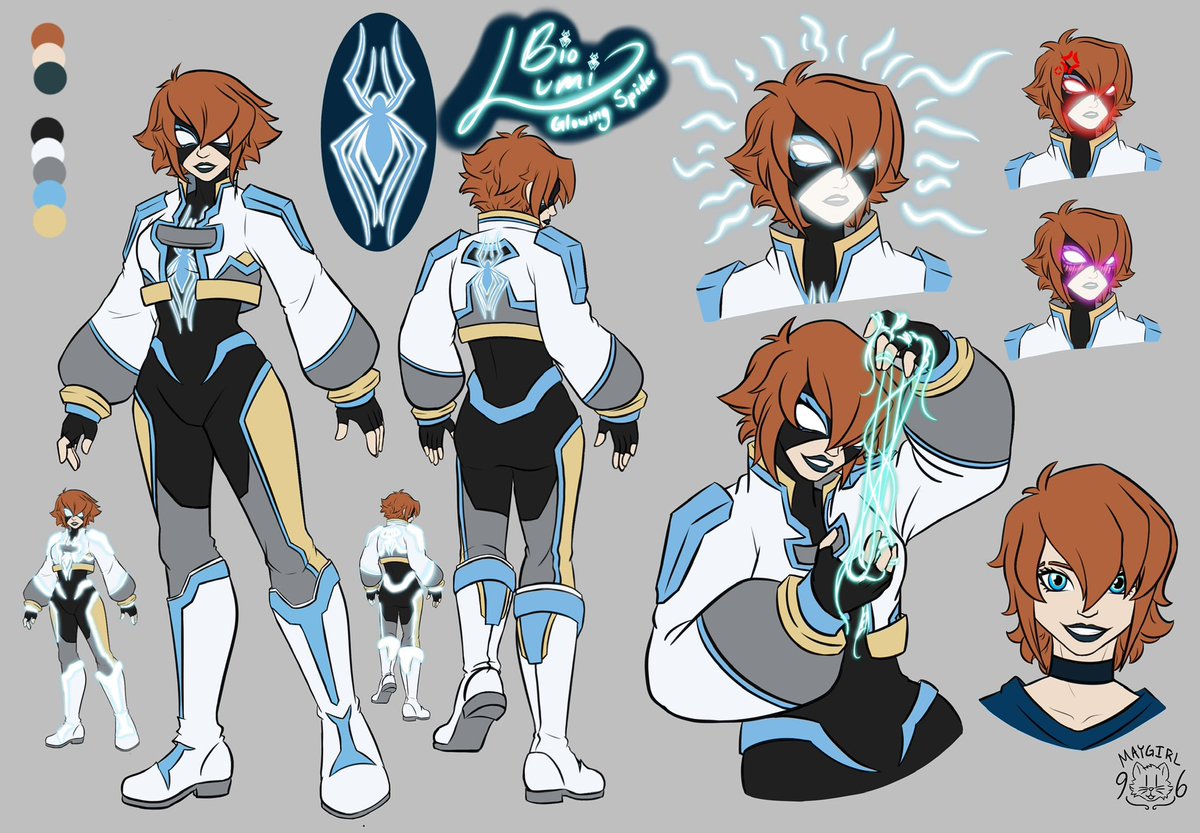 kittystoons's tweet photo. Meet Bio Lumi the Glowing Spider! 

She glows! And not just in the dark! 

#spidersona #spidermanoc https://t.co/Od1w2S3Omk