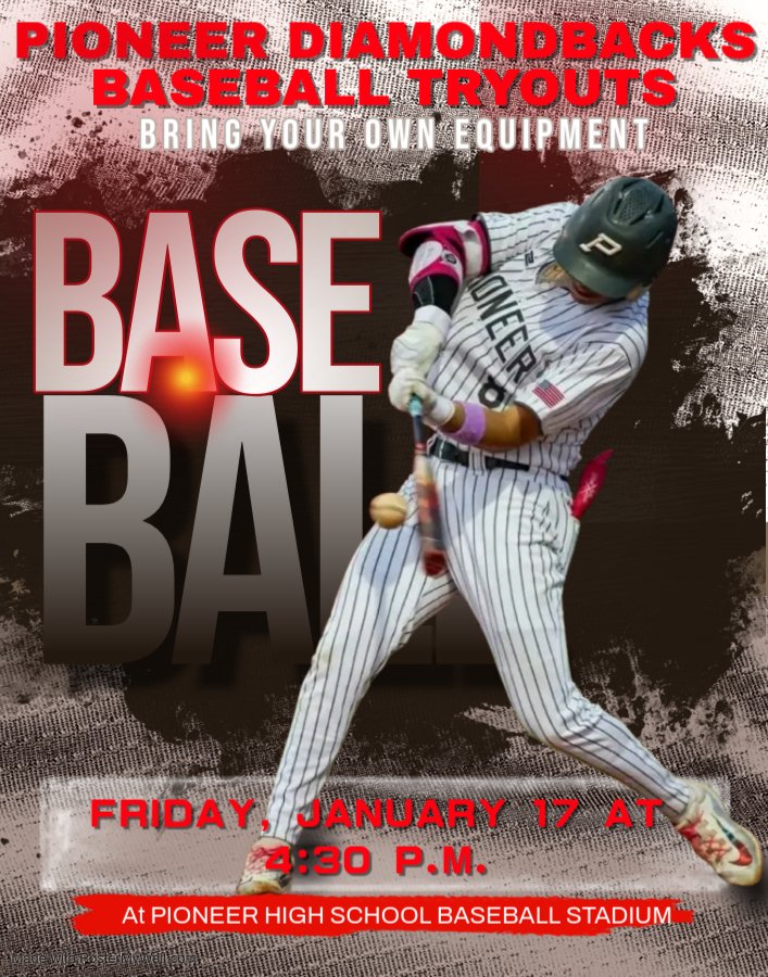 sphsdbacknation's tweet photo. Calling all Diamondback baseball prospects! The Pioneer Diamondbacks will be hosting baseball tryouts Friday, January 17, starting at 4:30 p.m. at Sharyland Pioneer High School Baseball Stadium. Bring your own equipment for tryouts. #DIAMONDBACKNATION https://t.co/rwgkx2eSol