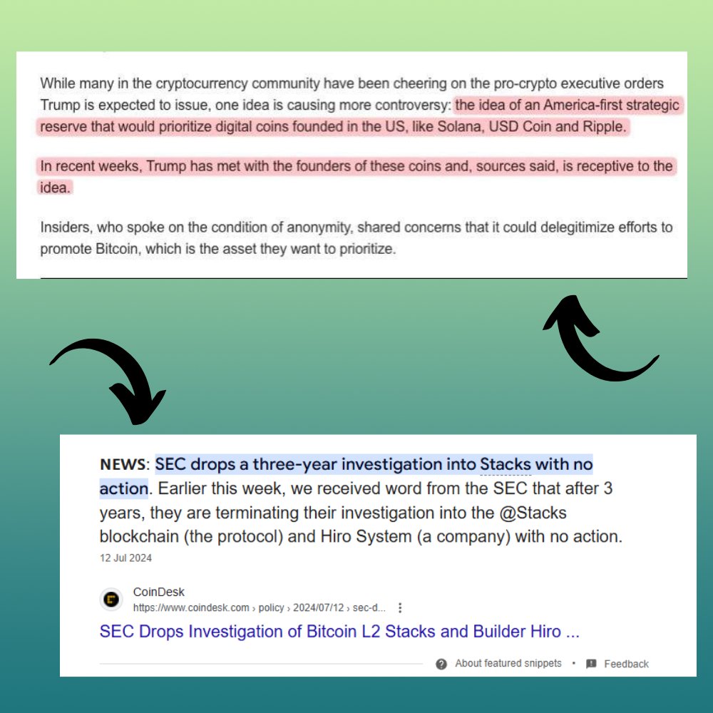 Bullish on @Stacks regulatory excellence paving the way for accelerated  ecosystem growth: • SEC dropped a 3-year investigation on Stacks with no  action • $STX, a U.S-founded token, aligns with an America-first