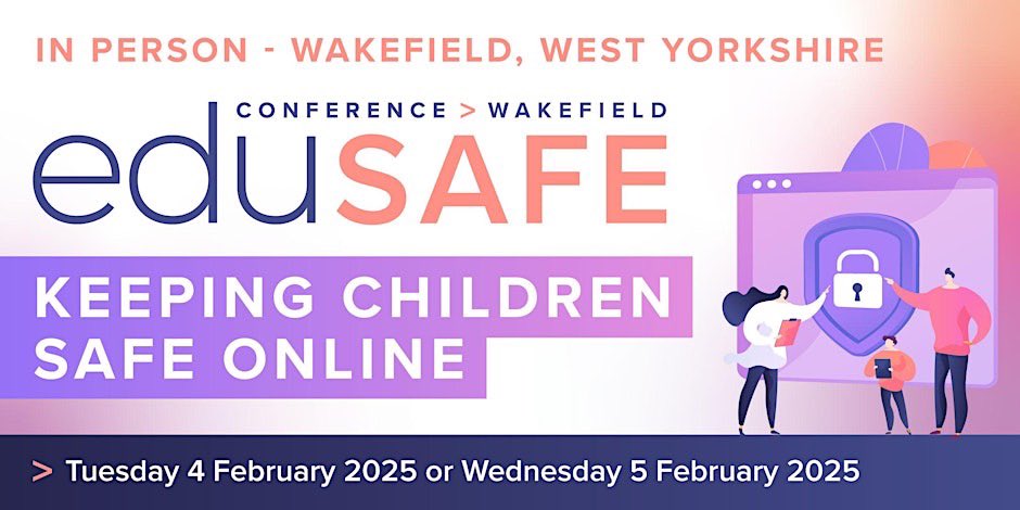 EatSleepICTRpt's tweet photo. With #SaferInternetDay fast approaching, it’s the perfect time to join us for our @eduthingltd #eduSafe conference!

Book your FREE ticket &amp; don’t miss our amazing speakers! 

📍Surrey
🗓️29/01 or 30/01
https://t.co/0o12tdi9Lr

📍Wakefield
🗓️04/02 or 05/02
https://t.co/rFpNuWaAry https://t.co/pP1VNUQ8AR