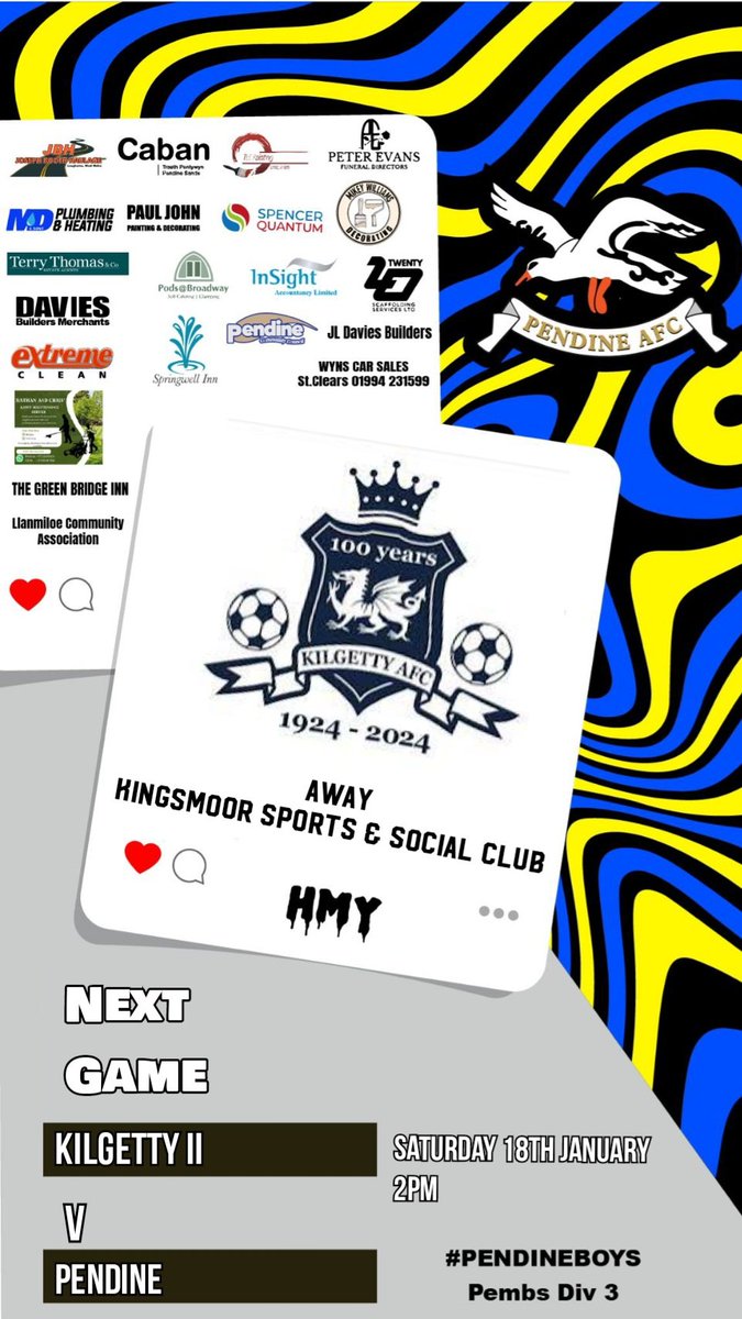 Saturday's fixture.....we head to Kilgetty ⚽️
