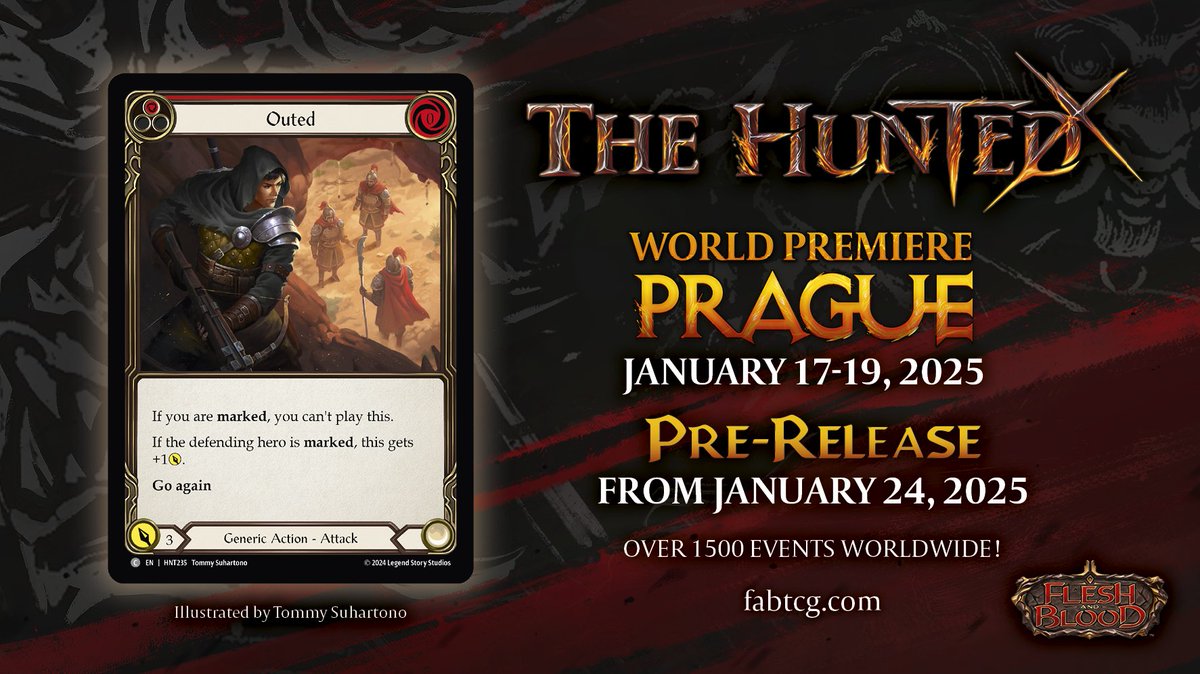 Are you ready to take part in The Hunted? You know we are!

Thank you Legend Story Studios for the spoiler card <a href="/fabtcg/">Flesh and Blood</a> 

Who doesn't love 0 for 4 go again? Introducing "Outed" a unique addition to aggressive decks and a great pick in draft!