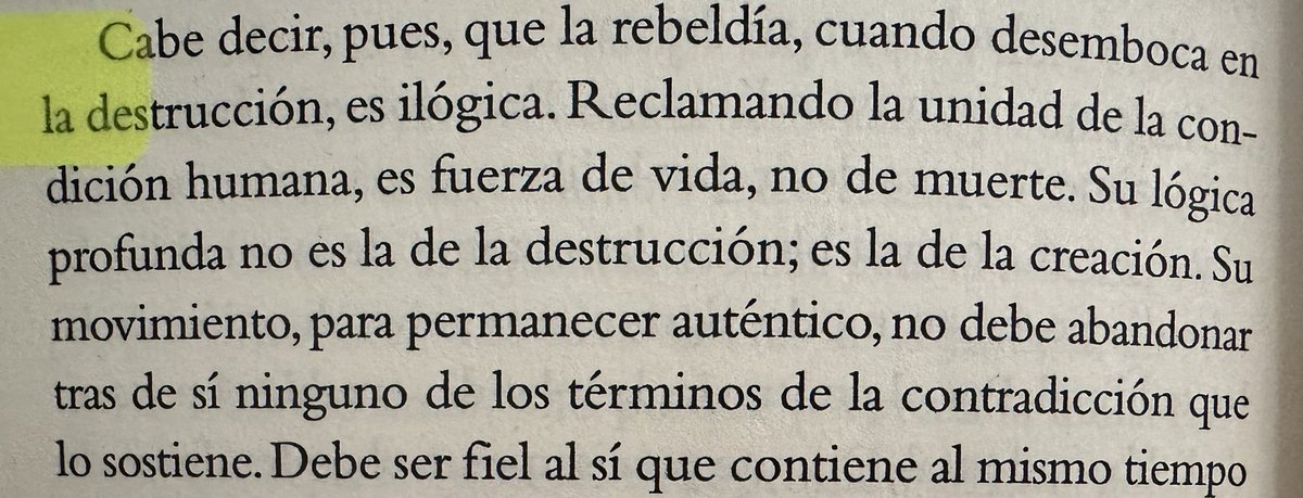 t_arroyavev's tweet photo. Leo por estos días “El hombre rebelde” de Camus y encuentro fragmentos a propósito de este falso dilema sobre quién traza la línea entre arte y política.

Todo arte es político. Cuestiona la realidad. No obstante, parte de la rebeldía que es una fuerza creadora, no destructora. https://t.co/II1QT4McJG